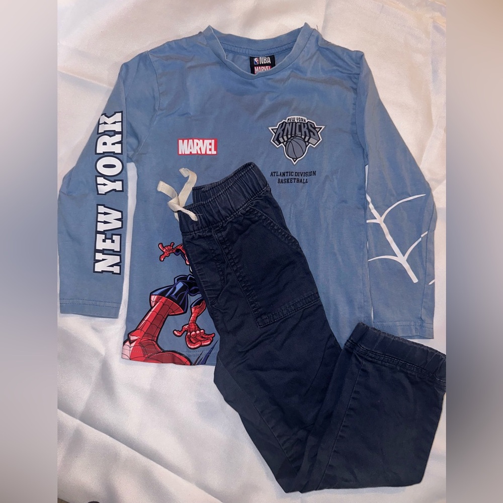 NBA Marvel Kids Blue Tee Set Sz 5